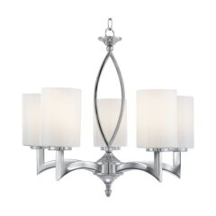 Searchlight 4995-5CC Gina 5 Light Chrome And White Glass Pendant