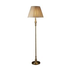 Searchlight 5029AB Flemish Floor Lamp, Antique Brass, Mink Pleated Shade