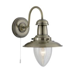 Searchlight 5331-1AB Fisherman Switched E27 Wall Light Clear Seeded Oval Glass 60W Antique Brass