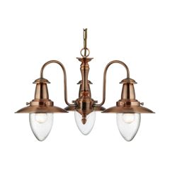 Searchlight 5333-3CU Fisherman E27 w/o Lamp Pendant Clear Seeded Oval Glass 3x60W 33x52cm Copper