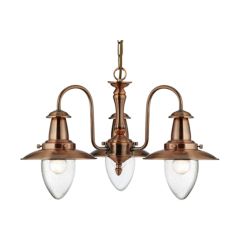 Searchlight Fisherman 3 Light Ceiling Pendant In Copper