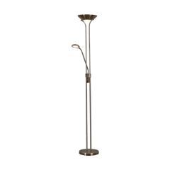 Searchlight 5430AB Mother & Child Intergrated LEDs Floor Standing Light Dbl Dimmer Glass Lens 18W/5W 2050lm/450lm 180cm Antique Brass