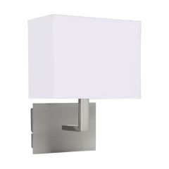 Searchlight 5519SS E27 Switched Whi Rectangular Wall Light Shade 60W 25x20cm Satin Silver