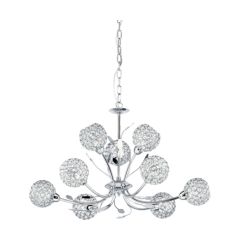 Searchlight 5579-9CC G9 Round Shades Pendant Chrome Hoops & Glass Buttons 9X33w 39X68cm