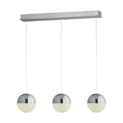 Searchlight Marbles 3 Light Linear Pendant In Chrome And Crushed Ice