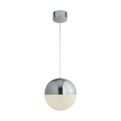 Searchlight 5881CC Marbles 1 Lgt Globe Integrated LED Pendant 4000K Crushed Ice Effect Shade 18W 950lm 1500x250mm Chrome