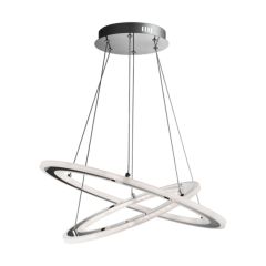 Searchlight 5882-2CC Solexa LED 2 Hoop Frosted Acrylic Pendant Rings IP20 33.6W Chrome
