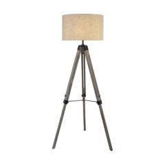 Searchlight 6006BR Tripod Cream Linen Shade Floor Standing Light E27 GLS w/o Lamp 60W 1440mm Brown