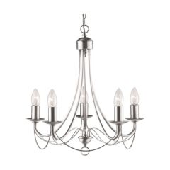 Searchlight 6345-5SS Maypole Classical E14 Ceiling Light 5x60W 50x46cm Satin Silver