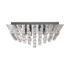 Searchlight 6408-8CC Hanna G9 Square Flush Ceiling Fitting Crystal Balls 8x40W 21x55cm Chrome