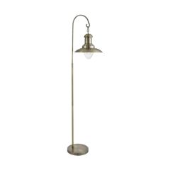 Searchlight Fisherman 1 Light Floor Lamp In Antique Brass And Glass
