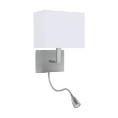 Searchlight 6519SS Dual Flexi Arm E27/LED Wall Light 60W 1W Satin Silver