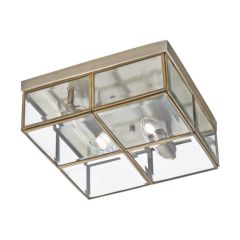 Searchlight 6769-26AB Flush Box E14 Clear Glass Ceiling Light 2x40W 10x26cm Antique Brass