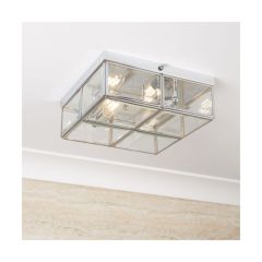 Searchlight 2 Light Flush Ceiling In Chrome Frame With Bevelled Glass