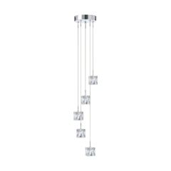 Searchlight Ice Cube Five Light LED Cluster Ceiling In Chrome With Clear Glass