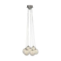 Searchlight 6867-7CC Cluster 7 Light LED Pendant Clr Gls & Crystal Sands Balls 7x2W 355x390x1200mm Chrome
