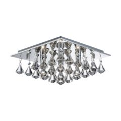 Searchlight 7304-4CC Hanna G9 Square Flush Clear Crystal Ceiling Fitting Pyramid Drops IP20 4x33W Chrome