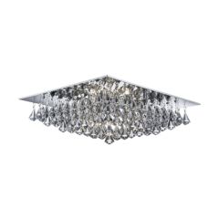 Searchlight 7308-8CC Hanna G9 Square Flush Clear Crystal Ceiling Fitting Pyramid Drops IP20 8x33W Chrome