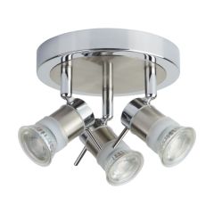 Searchlight 7443CC-LED Aries 3 Spot Plate GU10 LED IP44 Spotlight 3x4W Chrome