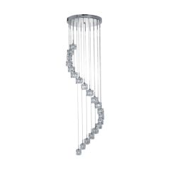 Searchlight 7820-20-LED Multi Drop 20 Lgt G4 LED 3000K Ceiling Light & Ice Cube Glass Shades 20x3W 3000lm 300x45cm Chrome