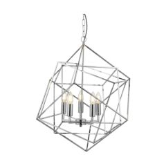 Searchlight 7865-5CC Cube 5 Lgt Pendant E14 LED Ceiling Fitting Geometric Frame 5x7W 118x64x58cm Chrome