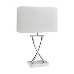 Searchlight 7923CC Cross E14 White Rectangle Shade Table Lamp IP20 40W Chrome