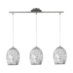 Searchlight 8069-3WH E27 3 Light Crackle Glass Pendant 60W 147cm White