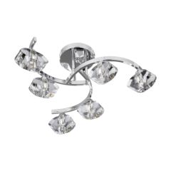 Searchlight 8086-6CC Sculptured Ice G9 K9 Glass Ceiling Fitting 6x40W 22x54cm Chrome
