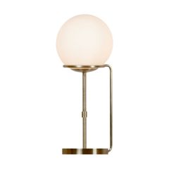 Searchlight Sphere One Light Table Lamp In Antique Brass With Glass Shade