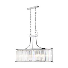 Searchlight 8095-5CC Victoria Oval 5Lgt E27 GLS w/o Lamp Pendant Crystal Glass 5x60W 1500x300x780mm Chrome