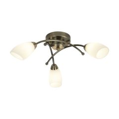 Searchlight 8183-3AB Opal Flush G9 Glass Ceiling Fitting 3x40W 15x50cm Antique Brass
