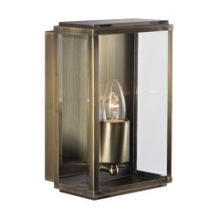 Searchlight 8204AB Rectangular Outdoor E27 Candle Wall Light Glass Panels 60W 25x16x11cm Antique Brass