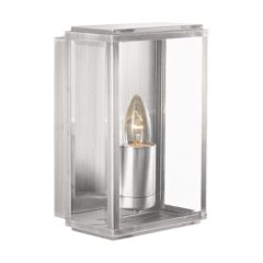 Searchlight 8204SS Rectangular Outdoor E27 Candle Wall Light Glass Panels 60W 25x16x11cm Satin Silver