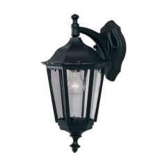 Searchlight 82531BK Alex Outdoor Downlight E27 Wall Light Clear Glass Panels IP44 100W Black