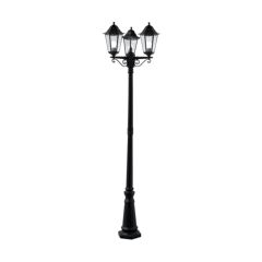 Searchlight Alex 3 Light Outdoor Post Lamp With Clear Glass In Black