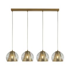 Searchlight Conio 4 Light Linear Pendant In Satin Brass