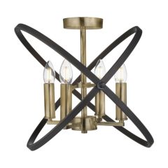 Searchlight 8344-4BZ Hoopla Semi Flush 4 Lgt E14 Cdl Ceiling Light w/o Lamps Adj Steel Rings 4x60W 330 450mm Bronze