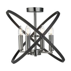 Searchlight 8344-4PW Hoopla Semi Flush 4 Lgt E14 Cdl Ceiling Light w/o Lamps Adj Steel Rings 4x60W 330 450mm Pewter