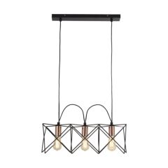 Searchlight Anthea 3Lt Black Frame Pendant With Copper Detail