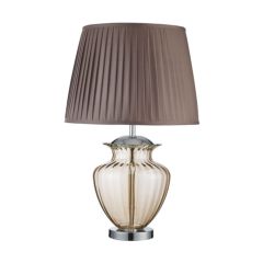 Searchlight 8531AM Urn E27 Amber Glass Brown Pleated Table Lamp Shade IP20 60W Chrome