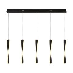 Searchlight 8675-5BK Paddle 5 Light Bar Integrated LED Pendant 3 Stage Dimmer Height Adjustable 55.43W 1200x80x1400mm Black