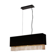 Searchlight Fringe Rectangular Ceiling Pendant Light In Black And Gold