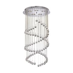 Searchlight 8843CC Spiral Flush Plate Pendant G9 Ceiling Fitting Spiralling Chain With Crystal Balls 3x40W 80cm Chrome