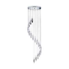 Searchlight 888-20 Sculptured Ice Pendant G6 Ceiling Fitting Clear Cut Glass 20x10W 180x48cm Chrome