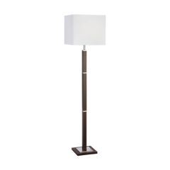Searchlight 8880BR Waverley E27 Rectangular Shade Floor Standing Light 60W 147cm Brown Wood/Satin Silver