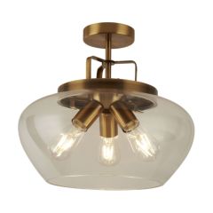 Searchlight 8973-3BZ Boules Boule 3 Lgt Semi Flush E27 Ceiling Fitting Clear Glass Shade 3x40W 360x400mm Antique Bronze