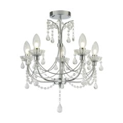 Searchlight 9037-5CC Autumn 5 Lgt G9 Bathroom Chandelier IP44 Acrylic Droplet 5x18W Chrome