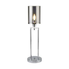 Searchlight Catalina One Light Table Lamp In Chrome with Smokey Glass Shade