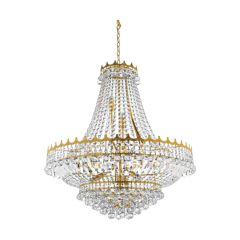 Searchlight 9112-82GO Versailles Chandelier E14 Clear Ceiling Fitting Crystal IP20 13x40W 82cm Gold