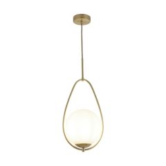 Searchlight 9171-1GO Avalon Opal White Glass Ball Pendant w/o Lamp 60W 510x1500x230mm Gold